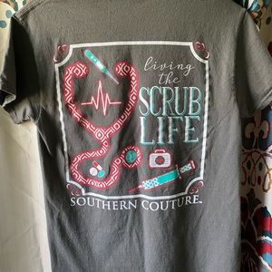 🚫SOLD 🚫Scrub Life Grey Southern Couture Tshirt
